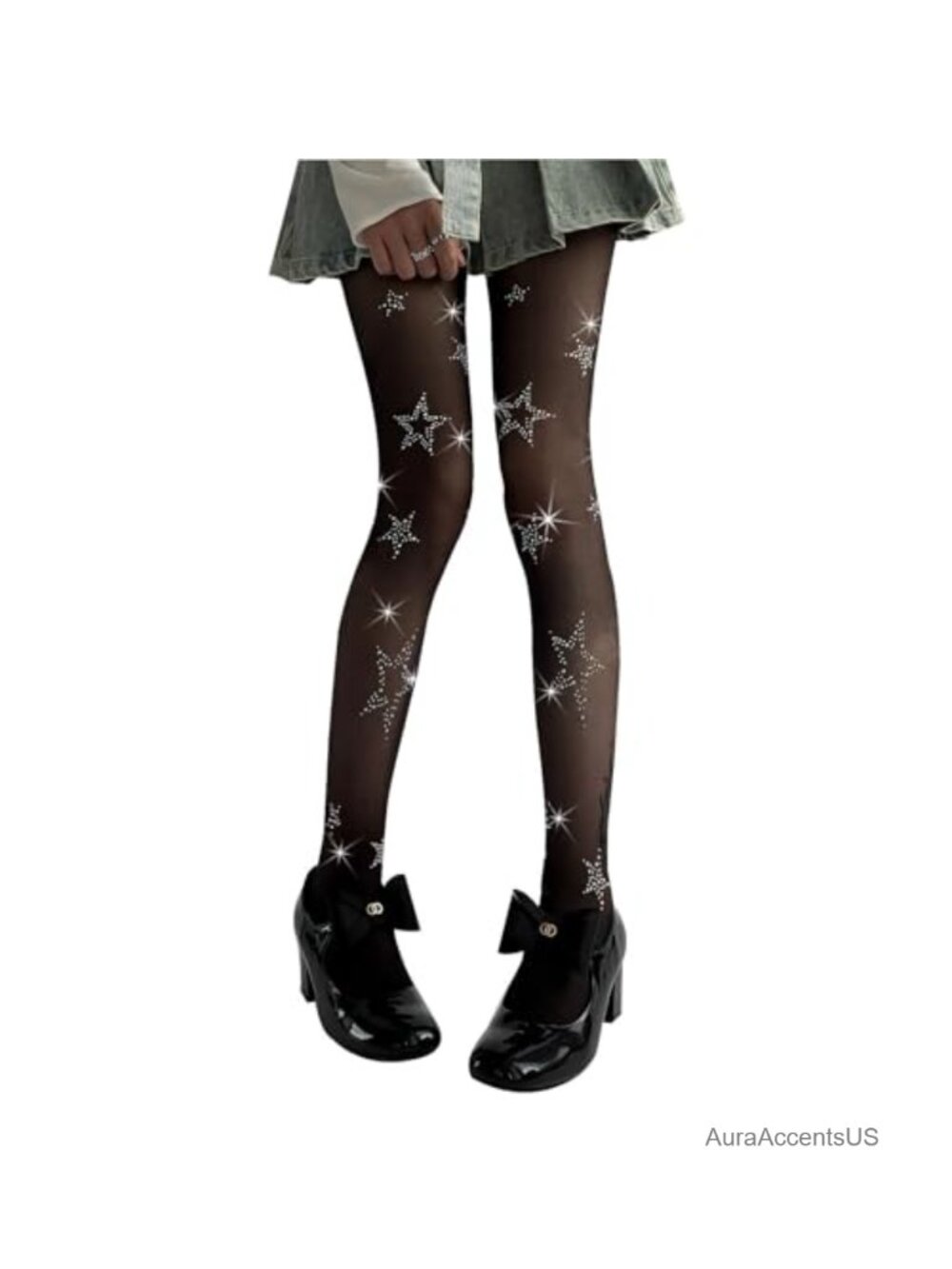 Sheer Star Pattern Rhinestone Tights Women's Fashion Hosiery